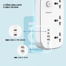 Thumbnail Ổ điện thông minh đa năng AC kèm USB-A và USB-C sạc nhanh PD ( đến 65W) - Hàng chính hãng, bảo hành 1 năm 2