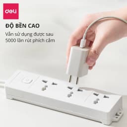 Thumbnail Ổ Điện 3 Chân Đa Năng DELI Dây 3m/5m Độ Bền Cao Tiện Dụng, An Toàn Dùng Trong Gia Đình Văn Phòng 2