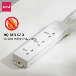 Thumbnail Ổ Điện 3 Chân Đa Năng DELI Dây 3m/5m Độ Bền Cao Tiện Dụng, An Toàn Dùng Trong Gia Đình Văn Phòng 3