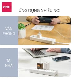 Thumbnail Ổ Điện 3 Chân Đa Năng DELI Dây 3m/5m Độ Bền Cao Tiện Dụng, An Toàn Dùng Trong Gia Đình Văn Phòng 4