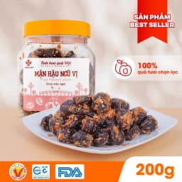 Thumbnail Ô mai (xí muội) mận hậu ngũ vị Hồng Lam, dạng hộp và gói. Hương vị chua, cay, mặn ngọt của gừng 1