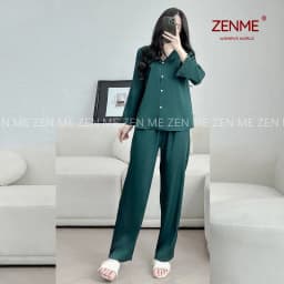 Thumbnail Đồ Ngủ Lụa Latin Cao Cấp Zen Me Thiết Kế Cổ Bèo Dài Tay Quần Dài Áo Babydoll PJB1024 4