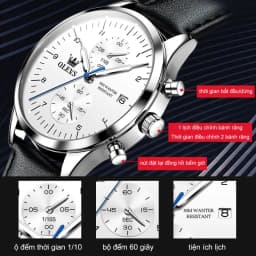 Thumbnail OLEVS 2880 Đồng hồ nam chính hãng Dây da có chức năng Lịch chống nước phát sáng Mặt số 4