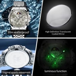 Thumbnail OLEVS Đồng hồ nam Đa chức năng Đồng hồ Quartz Chống nước Công sở Thời trang Chính hãng 3653 4