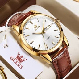 Thumbnail OLEVS Đồng Hồ Nam Dạ Quang Nhiều Màu Tuỳ Chọn Dây Da Chống Nước Phong Cách Doanh Nhân Cho 6898 1