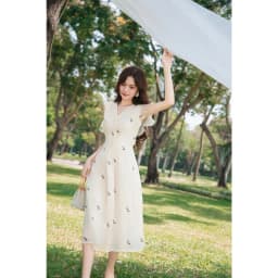 Thumbnail OLV - Đầm kiểu hoa Selby Fleur Dress in Cream 3