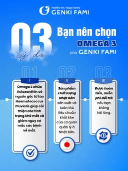 Thumbnail Omega 3 Bổ Mắt Hỗ Trợ Người Cận Thị, Tốt Cho Trí Não Tim Mạch, Astaxanthin Ngăn Ngừa Lão Hóa Genki Fami Nhật Bản 2