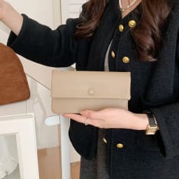 Thumbnail Đơn giản màu trơn thời trang nữ Ví dài Hộp đựng thẻ đa năng Dung tích lớn Khóa đồng xu 3