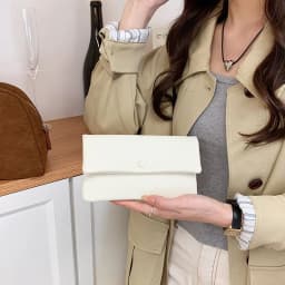Thumbnail Đơn giản màu trơn thời trang nữ Ví dài Hộp đựng thẻ đa năng Dung tích lớn Khóa đồng xu 4