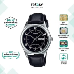 Thumbnail Đồng Hồ Casio Nam MTP-V006L-1B2UDF Mặt Tròn Màu Đen Dây Da Chính Hãng 1