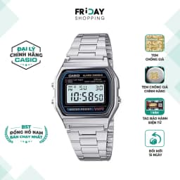 Thumbnail Đồng Hồ Casio Nam Điện Tử A158WA-1DF Mặt Vuông Dây Kim Loại Chính Hãng 1