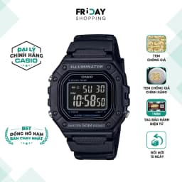 Thumbnail Đồng Hồ Casio Nam Điện Tử W-218H-1BVDF Mặt Vuông Dây Cao Su Chính Hãng 1