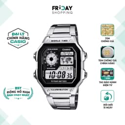 Thumbnail Đồng Hồ Casio Nam Điện Tử AE-1200WHD-1AVDF Mặt Vuông Dây Kim Loại Chính Hãng 1