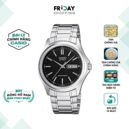 Thumbnail Đồng Hồ Casio Nam MTP-1239D-1ADF Mặt Tròn Màu Đen Dây Kim Loại Chính Hãng 1