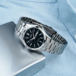 Thumbnail Đồng Hồ Casio Nam MTP-1239D-1ADF Mặt Tròn Màu Đen Dây Kim Loại Chính Hãng 3