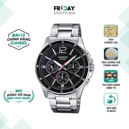 Thumbnail Đồng Hồ Casio Nam MTP-1374D-1AVDF Mặt Tròn Màu Đen Dây Kim Loại Chính Hãng 1