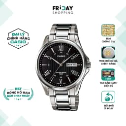 Thumbnail Đồng Hồ Casio Nam MTP-1384D-1AVDF Mặt Tròn Màu Đen Dây Kim Loại Chính Hãng 1