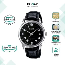 Thumbnail Đồng Hồ Casio Nam MTP-V001L-1BUDF Mặt Tròn Màu Đen Dây Da Chính Hãng 1