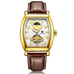 Thumbnail Đồng hồ cơ tự động nam AOKULASIC Automatic dây da cao cấp - Kim dạ quang - Thiết kế mặt chữ nhật lộ máy cá tính AOK5002G 3