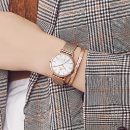 Thumbnail Đồng hồ đeo tay OLEVS 5869 dây đeo thép lưới siêu mỏng có lịch chống thấm nước màu vàng hồng thời trang cho nữ 4