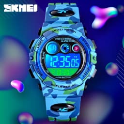 Thumbnail Đồng hồ đeo tay SKMEI 1547 thiết kế mặt số phong cách thể thao chống nước có LED nhiều màu và chức năng báo thức cho trẻ 4