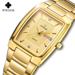 Thumbnail Đồng Hồ Đeo Tay WWOOR Mặt Vuông Màu Vàng Đồng Thời Trang 2022 Dành Cho Nữ Relogio Feminino-8837 1