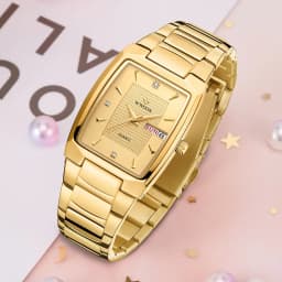Thumbnail Đồng Hồ Đeo Tay WWOOR Mặt Vuông Màu Vàng Đồng Thời Trang 2022 Dành Cho Nữ Relogio Feminino-8837 3