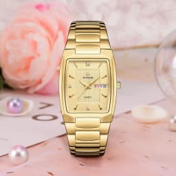 Thumbnail Đồng Hồ Đeo Tay WWOOR Mặt Vuông Màu Vàng Đồng Thời Trang 2022 Dành Cho Nữ Relogio Feminino-8837 4