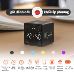 Thumbnail Đồng hồ hẹn giờ pomodoro LLANO từ tính không gây tiếng ồn có thể điều chỉnh âm thanh màu đen 2