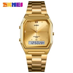 Thumbnail Đồng Hồ Điện Tử SKMEI 1612 Chính Hãng Bằng Thép Không Gỉ Chống Thấm Nước Màu Vàng Thời Trang Cho Nam 1