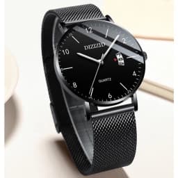 Thumbnail Đồng hồ nam cao cấp DIZIZID, chống nước sâu 30m dây thép lụa đen mặt mỏng chạy lịch ngày tiện lợi, Thiết kế lịch lãm DZ3 3