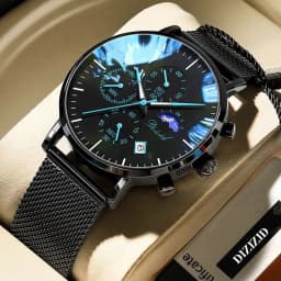 Thumbnail Đồng hồ nam cao cáp DIZIZID chính hãng dây thép mành đen chạy lịch ngày - Thiết kế cá tính DZTD9 1