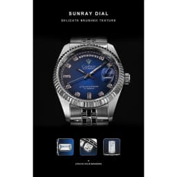 Thumbnail Đồng hồ nam chính hãng Cadisen C8229G1,Kính chống xước,Chống nước 50m ,BH 24 tháng,Máy cơ (Automatic),dây kim loại 4