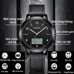 Thumbnail Đồng hồ nam chính hãng DIZIZID Kim-Kỹ thuật số dây da thật cao cấp - Chống nước tốt - Đa chức năng - Thiết kế cá tính 3