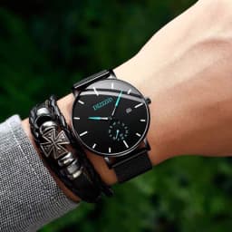 Thumbnail Đồng hồ nam chính hãng DIZIZID dây thép lụa đen Chạy Full 5 kim - Có lịch ngày - Thiết kế trẻ trung hiện đại DZZ89 2
