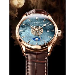 Thumbnail Đồng hồ nam chính hãng LOBINNI L17015-1 Kính chống xước,chống nước 50m ,BH 24 tháng ,máy cơ( automatic),dây da nâu xịn 1