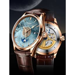 Thumbnail Đồng hồ nam chính hãng LOBINNI L17015-1 Kính chống xước,chống nước 50m ,BH 24 tháng ,máy cơ( automatic),dây da nâu xịn 2