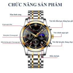 Thumbnail Đồng hồ nam chống nước DIZIZID chính hãng dây thép đúc đặc - Chạy full 6 kim và lịch ngày - Tặng pin dự phòng DZ-057 4