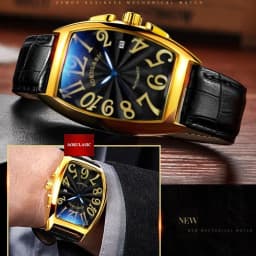 Thumbnail Đồng hồ nam cơ tự động AOKULASIC Automatic dây da cao cấp thiết kế mặt chữ nhật vòm độc đáo AOK89 1