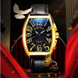 Thumbnail Đồng hồ nam cơ tự động AOKULASIC Automatic dây da cao cấp thiết kế mặt chữ nhật vòm độc đáo AOK89 2