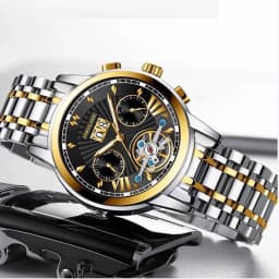 Thumbnail Đồng hồ nam cơ tự động AOKULASIC Automatic chính hãng - Chạy full 6 kim - Dây thép đúc đặc - Khóa bướm cao cấp AOK69 1