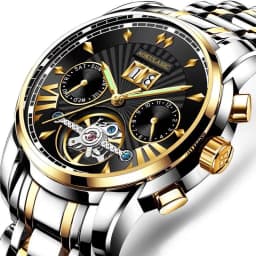 Thumbnail Đồng hồ nam cơ tự động AOKULASIC Automatic chính hãng - Chạy full 6 kim - Dây thép đúc đặc - Khóa bướm cao cấp AOK69 2