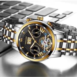 Thumbnail Đồng hồ nam cơ tự động AOKULASIC Automatic chính hãng - Chạy full 6 kim - Dây thép đúc đặc - Khóa bướm cao cấp AOK69 3