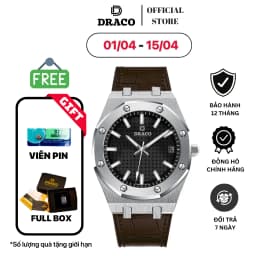 Thumbnail Đồng hồ nam Draco D22-DR04 Revolution Watch đen dây da đen, đồng hồ thời trang nam, chính hãng 1