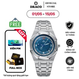 Thumbnail Đồng hồ nam Draco D22-DR05 “Wellerman” xanh dây kim loại bạc, đồng hồ thời trang nam 1