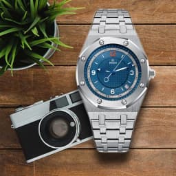 Thumbnail Đồng hồ nam Draco D22-DR05 “Wellerman” xanh dây kim loại bạc, đồng hồ thời trang nam 4