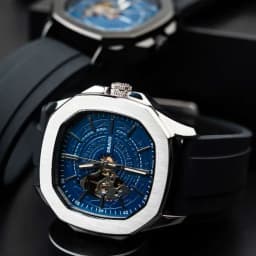 Thumbnail Đồng hồ nam Draco D23-DS68 “DongSon” Automatic trắng xanh kết hợp dây cao su non cao cấp màu đen 4