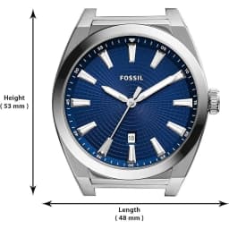 Thumbnail Đồng hồ nam Fossil Everett dây kim loại, mặt màu xanh 42 MM, xem ngày, màu bạc, FS5822 3
