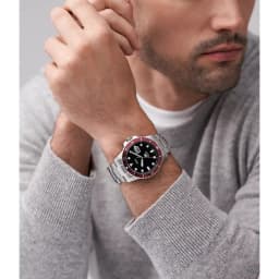 Thumbnail Đồng hồ nam Fossil Fossil Blue dây kim loại, mặt 42 MM viền đỏ nâu, màu bạc, FS6013 1