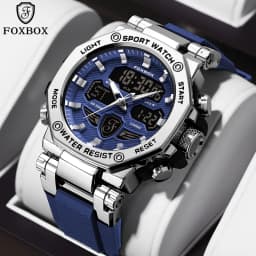 Thumbnail Đồng hồ nam LIGE Màn hình kép thể thao chống nước Chronograph Quartz Digital 1